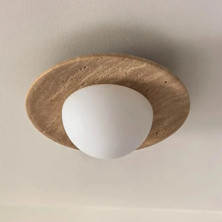 ABILE Travertine Globe Glass Ceiling Fixture – Minimalist Contemporary Design