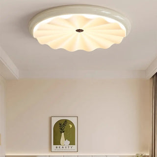 DYSTU Modern White Wavy Glass LED Ceiling Light – Organic Contemporary Fixture