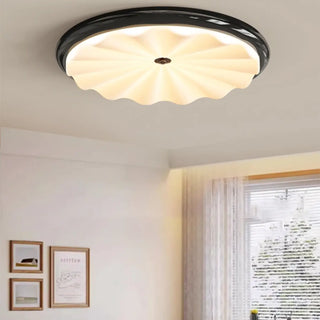 DYSTU Modern White Wavy Glass LED Ceiling Light – Organic Contemporary Fixture