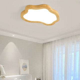 JAINY Modern Natural Wood Cloud Shape Ceiling Light