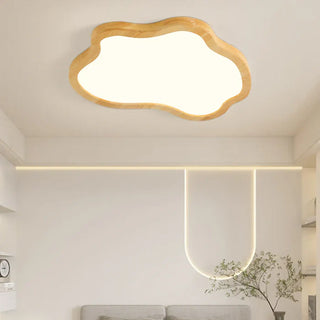 JAINY Modern Natural Wood Cloud Shape Ceiling Light