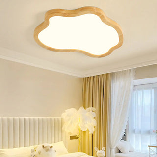 JAINY Modern Natural Wood Cloud Shape Ceiling Light