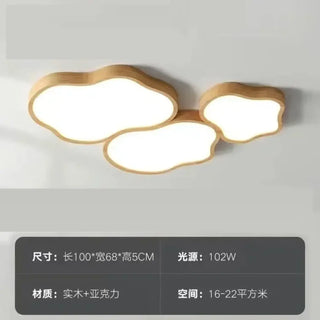 JAINY Modern Natural Wood Cloud Shape Ceiling Light