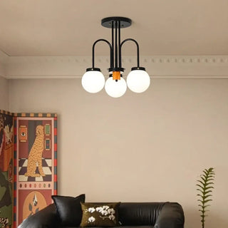 PINAS Modern Ceiling Light – Opaline Globe Room Setting Interior