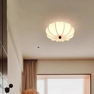SOITE Modern White Fabric Flower Ceiling Light – Botanical Designer Fixture