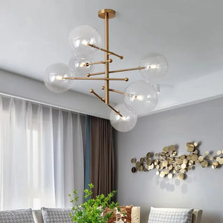 ATOMIX Modern Golden Brass Glass Spheres Ceiling Light – view 5