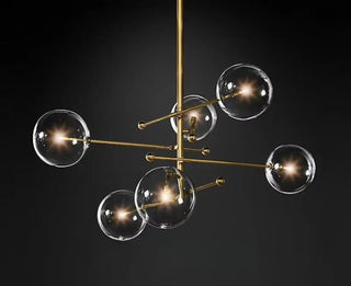 ATOMIX Modern Golden Brass Glass Spheres Ceiling Light – view 1