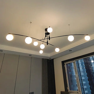MULTI Globe Ceiling Light – Detail of Black Arms and White Shades