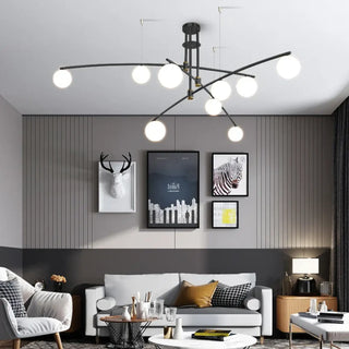 MULTI Black Multiple Arms White Globe Ceiling Light – Contemporary Statement Fixture