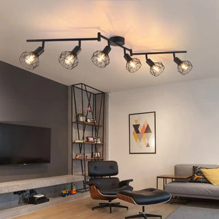 DUSTO Black Industrial 6-Spot Adjustable Metal Ceiling Light – view 2