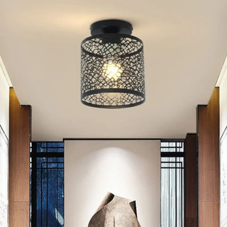 MULI Oriental Cutout Ceiling Light – Intricate Black Metal Pattern