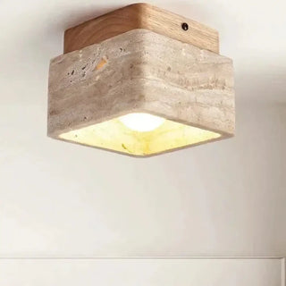 SOBI Minimalist Ceiling Light – Stone Wood Organic Close-Up