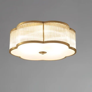 FLORA Gilded Copper Ceiling Fixture – Nordic Fluted Glass Floral Light