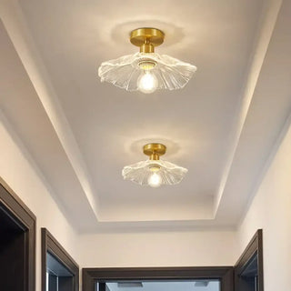 VELA Refined Brass and Sculpted Transparent Glass Ceiling Light – view 1