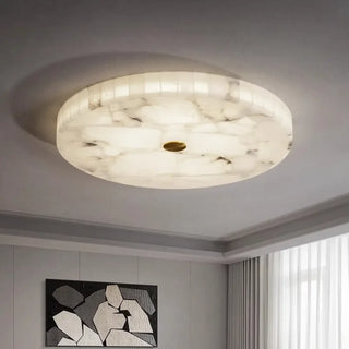 ALBAT Marble White Alabaster Ceiling Fixture – Round Modern Contemporary Light