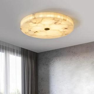 ALBAT Alabaster Round Ceiling Light – Natural Stone Marble White Modern Fixture