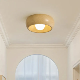 COLOIS Round Light and Dark Wood Ceiling Light – Natural Hallway Fixture