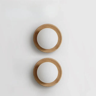 Wood wall sconce side view round G9 beige 20cm