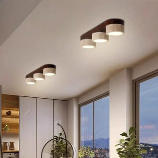 GYPY Round Wood and Stone Scandinavian Ceiling Light