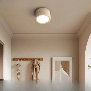 GYPY Round Wood and Stone Scandinavian Ceiling Light
