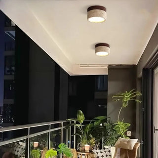 GYPY Round Wood and Stone Scandinavian Ceiling Light