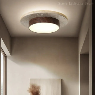 CEILLIMB Round Wood Nordic Modern Ceiling Light – Contemporary Natural Fixture