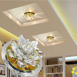 TANCIA Crystal Ceiling Light – Sparkling Round Sculpted Design Detail
