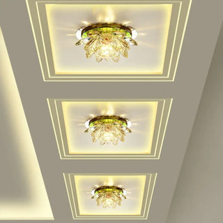 TANCIA Round Sparkling Crystal Sculpted Ceiling Light – Luxury Fixture
