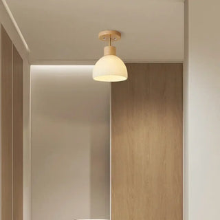 DINALI Scandinavian Wood and Opaline Glass Ceiling Light – Nordic Contemporary Fixture