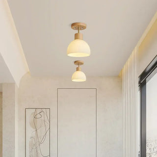 DINALI Scandinavian Wood and Opaline Glass Ceiling Light – Nordic Contemporary Fixture