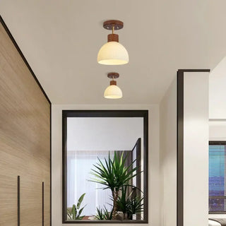DINALI Scandinavian Wood and Opaline Glass Ceiling Light – Nordic Contemporary Fixture