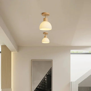 DINALI Scandinavian Wood and Opaline Glass Ceiling Light – Nordic Contemporary Fixture