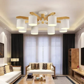DINAVE Scandinavian Contemporary Wood and Metal Ceiling Light – Green or White Fixture