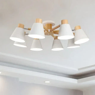 DINAVE Scandinavian Contemporary Wood and Metal Ceiling Light – Green or White Fixture