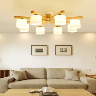 DINAVE Scandinavian Contemporary Wood and Metal Ceiling Light – Green or White Fixture