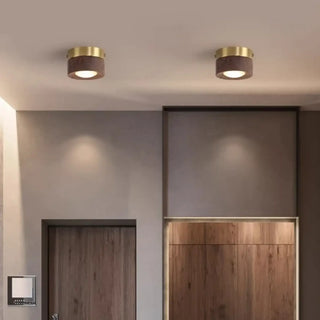 ULORI Scandinavian Minimalist Natural Wood and Golden Brass Ceiling Light – view 4
