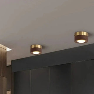 ULORI Scandinavian Minimalist Natural Wood and Golden Brass Ceiling Light – view 1