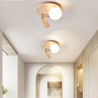 MEDIER Adjustable Spot Wood Opaline Glass Minimalist Ceiling Light