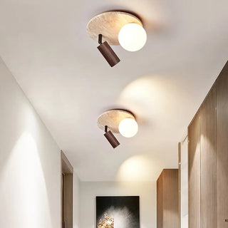 MEDIER Adjustable Spot Wood Opaline Glass Minimalist Ceiling Light