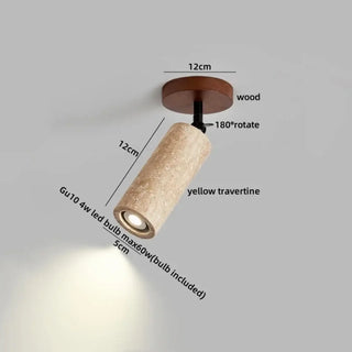 DOUJOURE Travertine Yellow and Wood Adjustable Spot Ceiling Light – Designer Fixture
