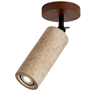 DOUJOURE Travertine Yellow and Wood Adjustable Spot Ceiling Light – Designer Fixture