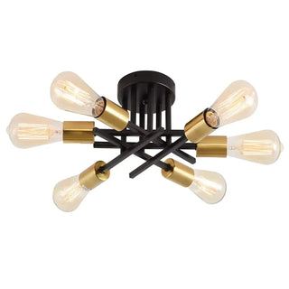 LOFTUB Loft Style Black Crossed Tubes and Bulbs Ceiling Light