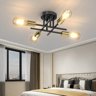 LOFTUB Loft Style Black Crossed Tubes and Bulbs Ceiling Light