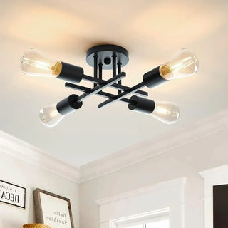 LOFTUB Loft Style Black Crossed Tubes and Bulbs Ceiling Light