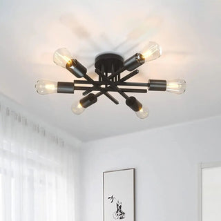 LOFTUB Loft Style Black Crossed Tubes and Bulbs Ceiling Light