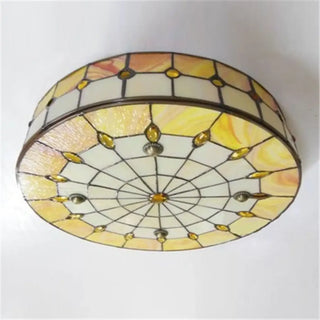 CEPOUS Tiffany Vintage Stained Glass Art Deco Ceiling Light – Colorful Retro Fixture
