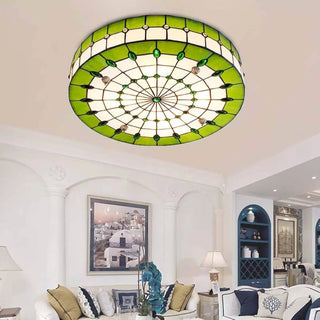 CEPOUS Tiffany Vintage Stained Glass Art Deco Ceiling Light – Colorful Retro Fixture