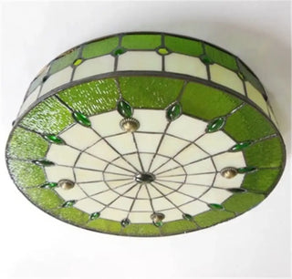 CEPOUS Tiffany Vintage Stained Glass Art Deco Ceiling Light – Colorful Retro Fixture
