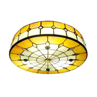 CEPOUS Tiffany Vintage Stained Glass Art Deco Ceiling Light – Colorful Retro Fixture