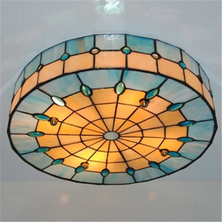 CEPOUS Tiffany Vintage Stained Glass Art Deco Ceiling Light – Colorful Retro Fixture